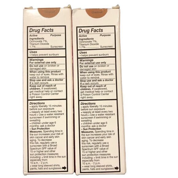 No7 Restore & Renew Multi Action Serum Foundation Chestnut, 1 fl oz ea, Lot of 2 - Picture 2 of 4